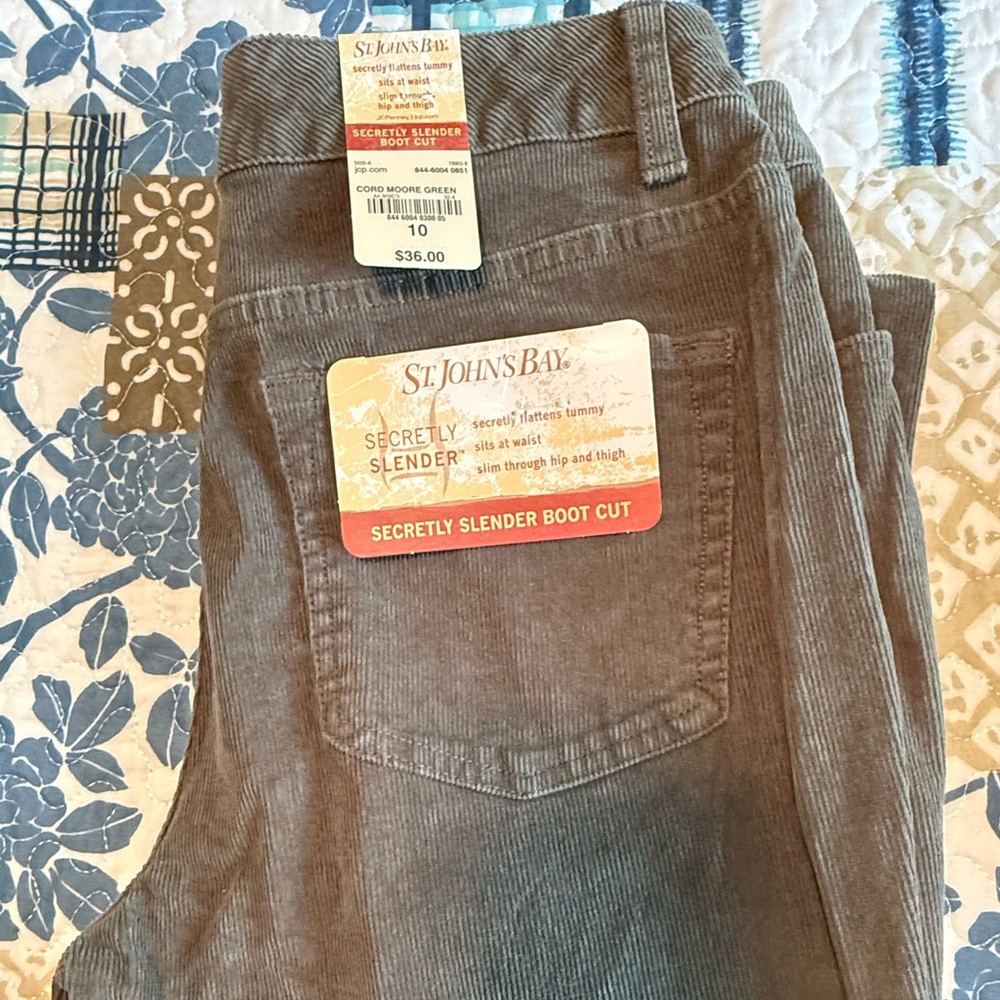 St. John's Bay Green Women’s Bootcut Corduroy Jeans